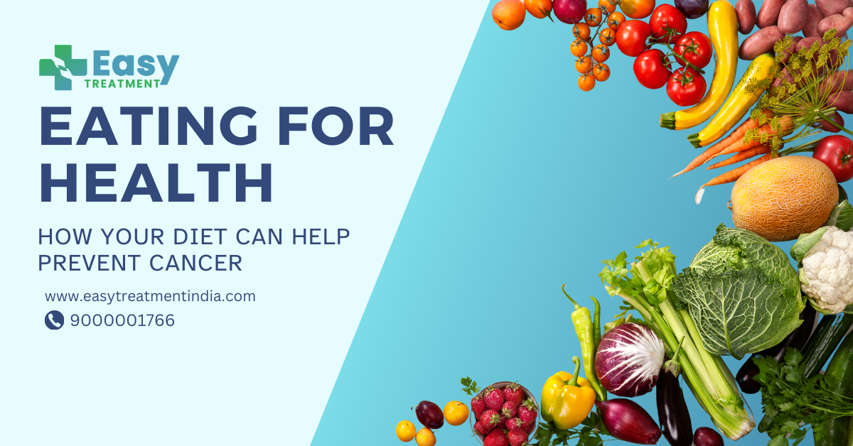 Assortment of cancer-fighting foods including fruits, vegetables, whole grains, and lean proteins