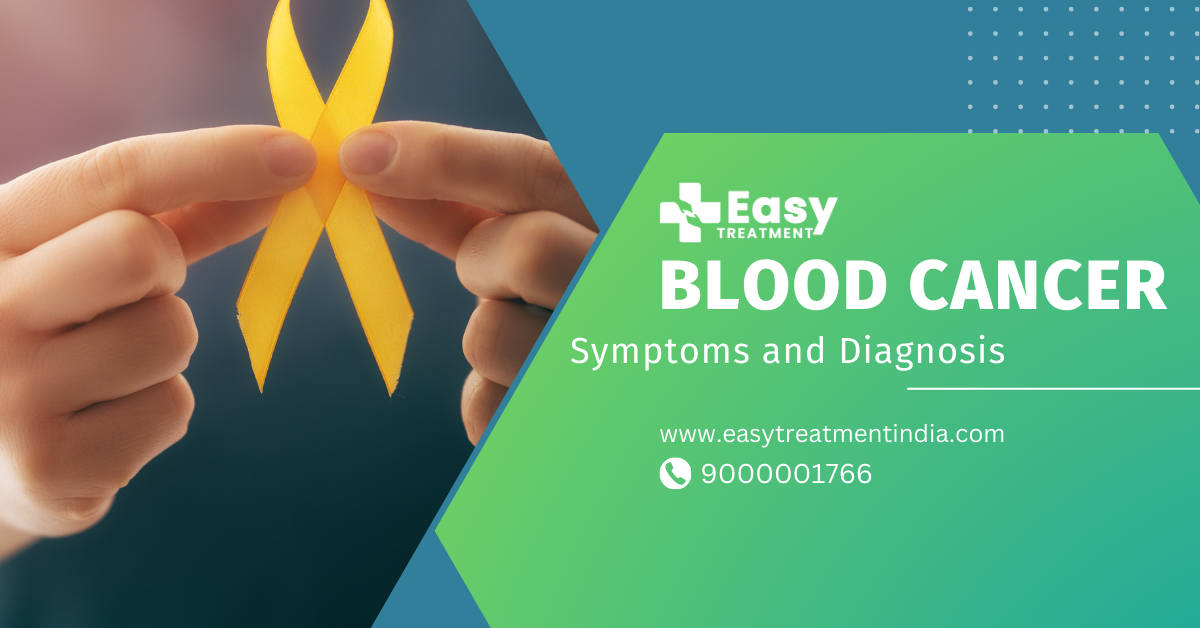 Illustration of symptoms and diagnostic process for blood cancer