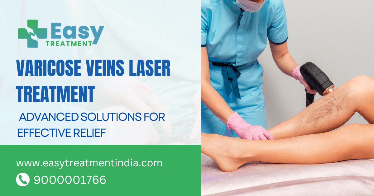 Close-up image of a doctor performing laser treatment on a patient’s leg for varicose veins